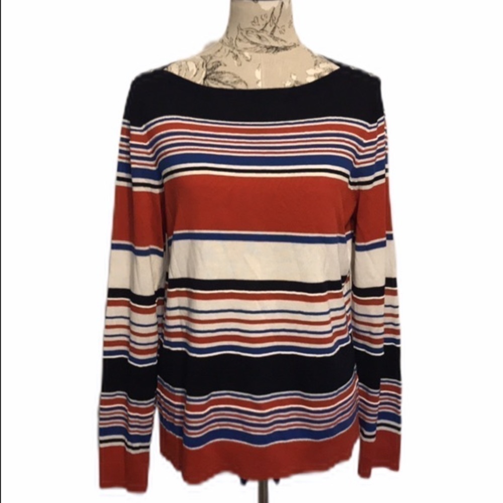 TALBOTS Red Blue Thin Sweater L